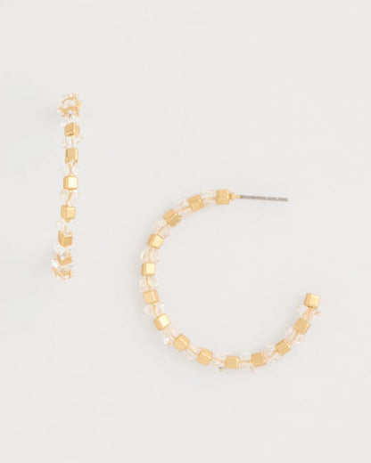 Chico's Sea Foam Hoop Earrings White/Gold