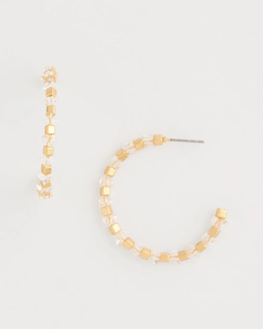 Chico's Sea Foam Hoop Earrings White/Gold