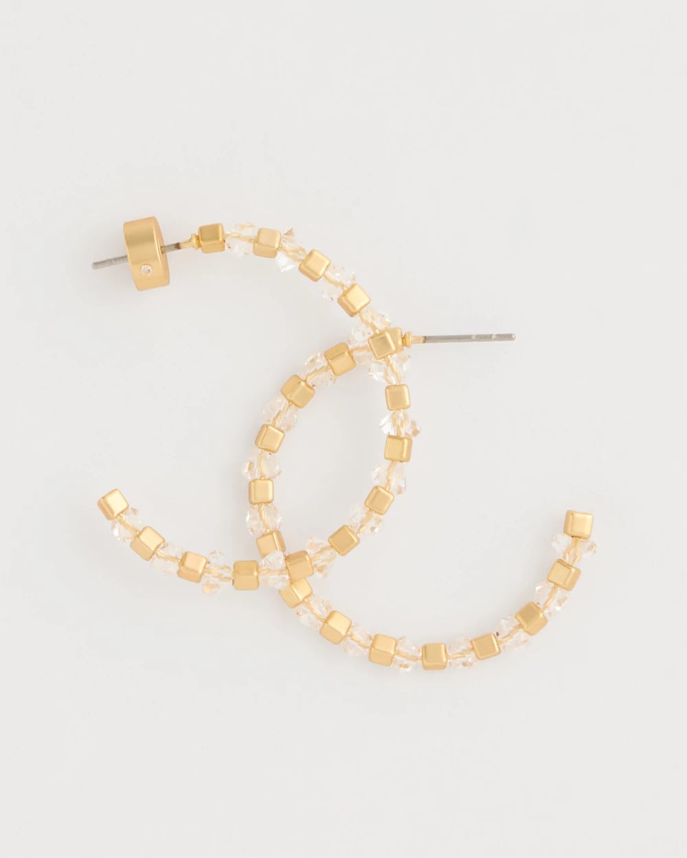 Chico's Sea Foam Hoop Earrings White/Gold