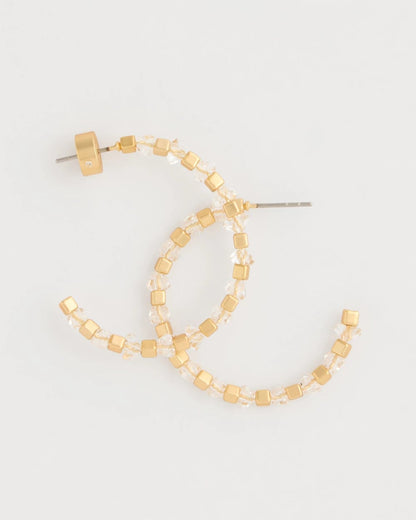 Chico's Sea Foam Hoop Earrings White/Gold