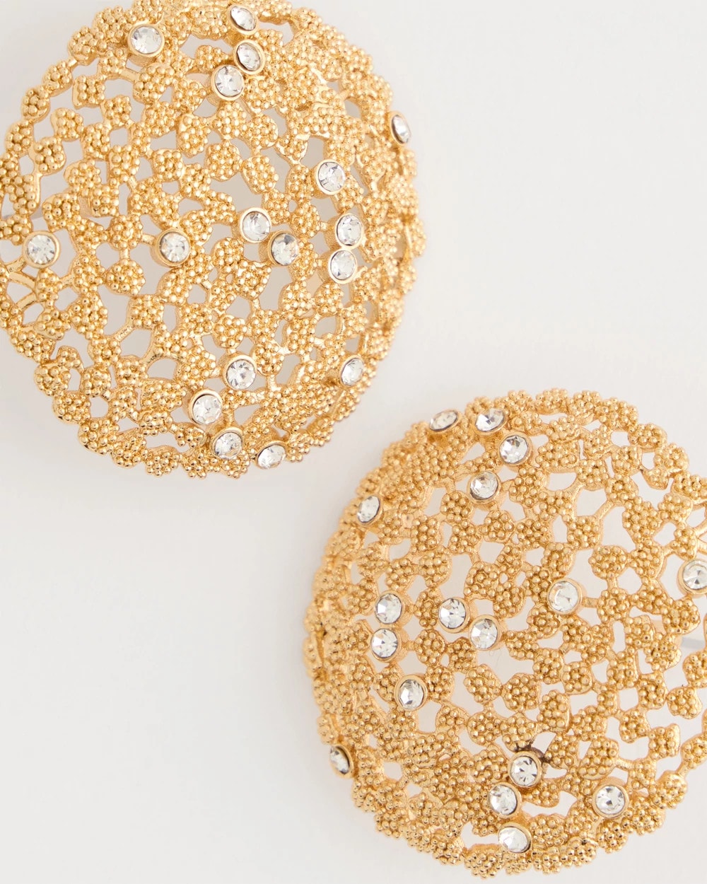 Chico's Sea Foam Medallion Stud Earrings Gold