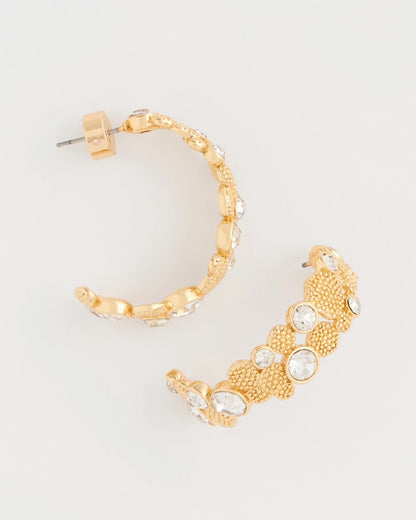 Chico's Sea Foam Hoop Earrings Gold