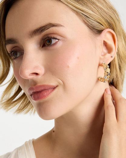 Chico's Sea Foam Hoop Earrings Gold