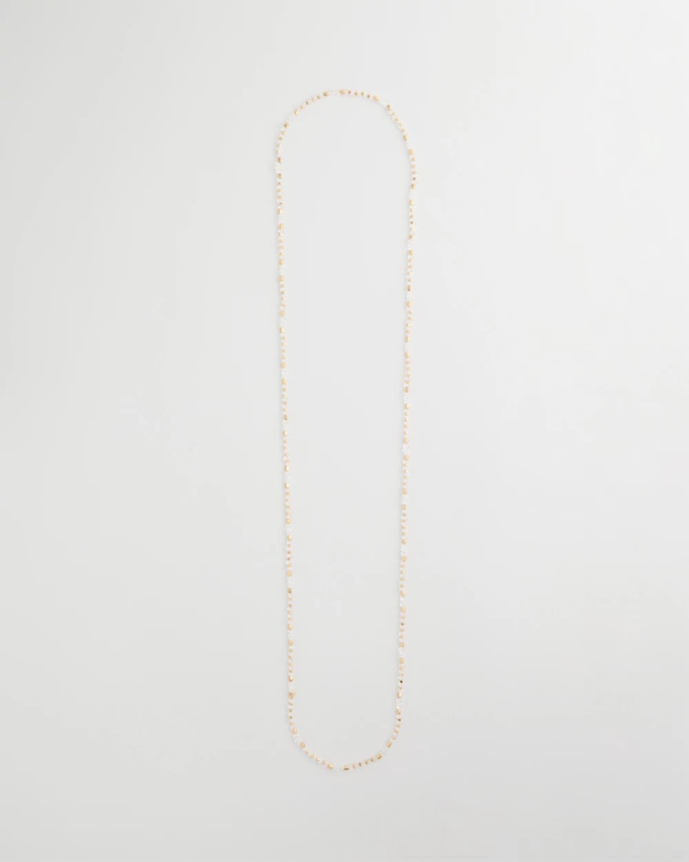 Chico's Sea Foam Long Single-Strand Necklace White/Gold