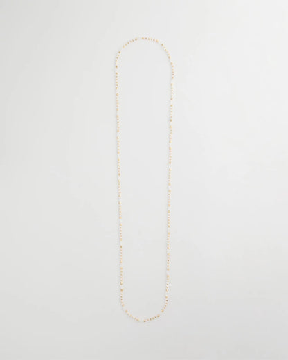 Chico's Sea Foam Long Single-Strand Necklace White/Gold