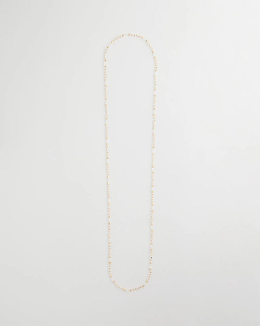 Chico's Sea Foam Long Single-Strand Necklace White/Gold