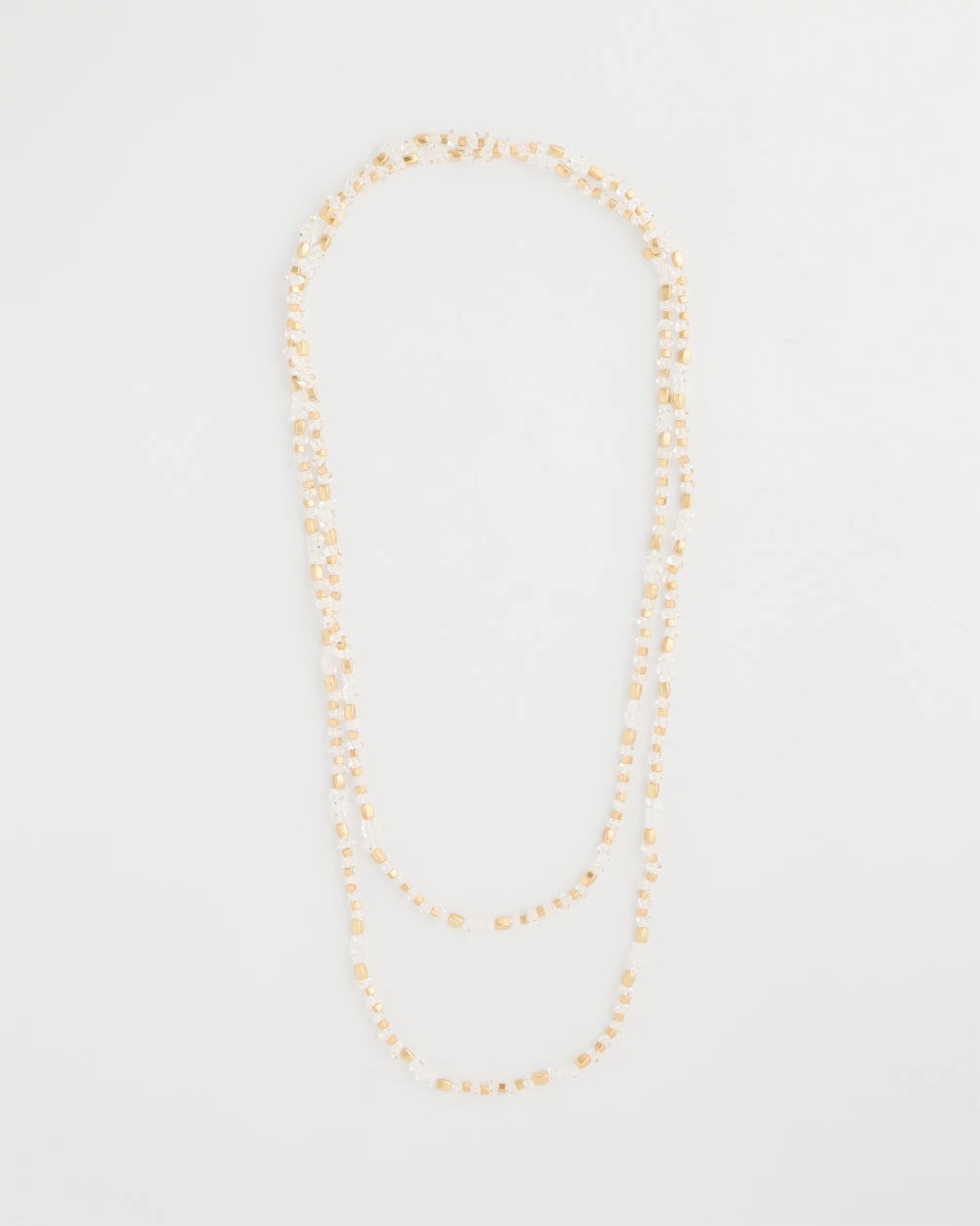 Chico's Sea Foam Long Single-Strand Necklace White/Gold