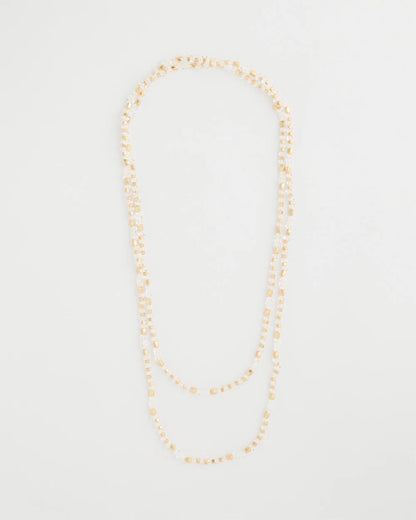 Chico's Sea Foam Long Single-Strand Necklace White/Gold