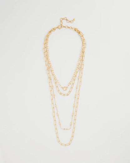 Chico's Sea Foam Multi-Strand Convertible Necklace Gold