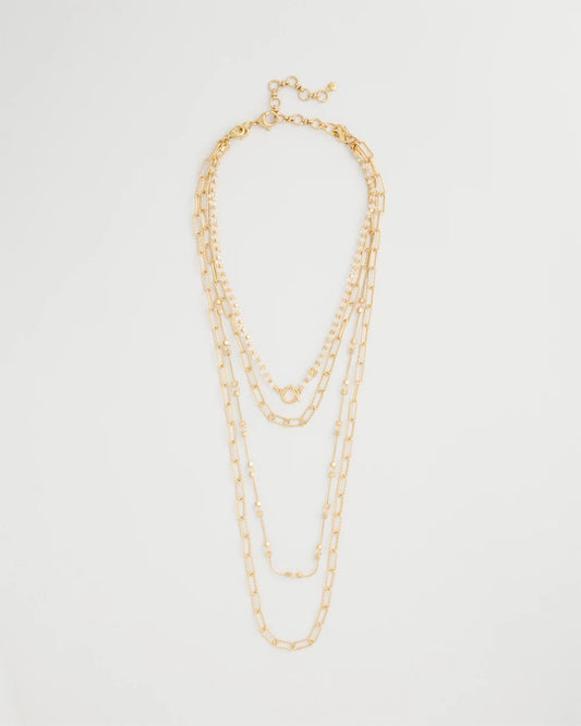 Chico's Sea Foam Multi-Strand Convertible Necklace Gold