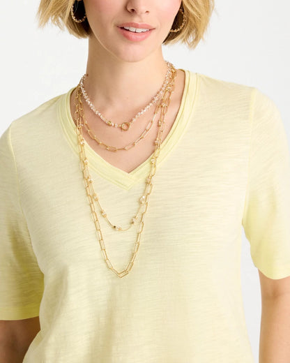 Chico's Sea Foam Multi-Strand Convertible Necklace Gold