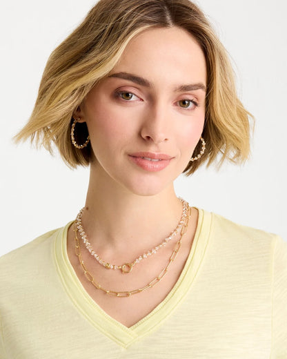 Chico's Sea Foam Multi-Strand Convertible Necklace Gold