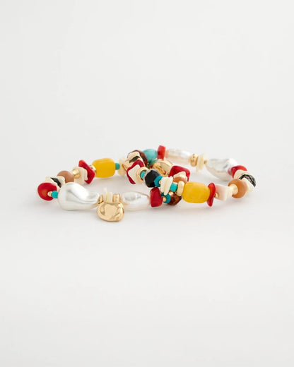 Chico's Set of Two Pearl Beaded Stretch Bracelets Multi