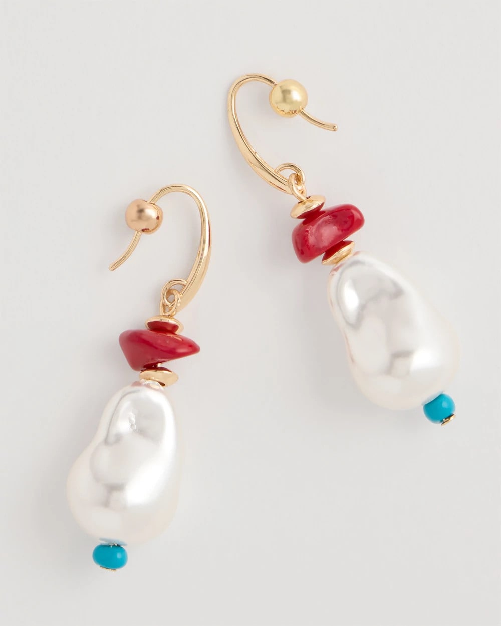 Chico's Beaded Linear Drop Earrings Multi