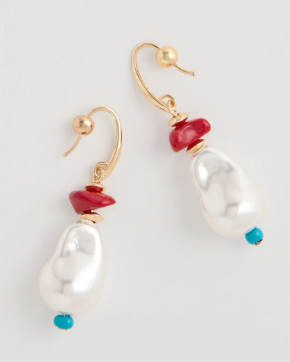 Chico's Beaded Linear Drop Earrings Multi
