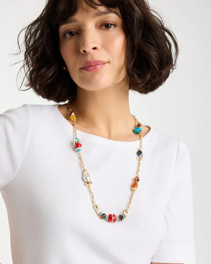 Chico's Mixed-Media Long Beaded Necklace Multi