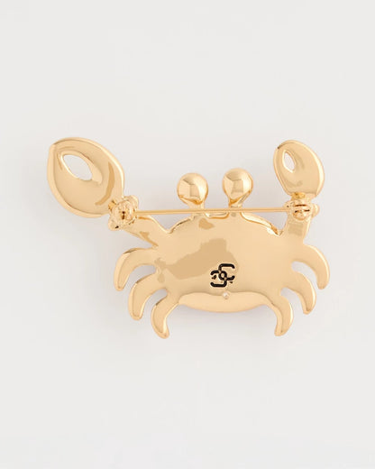 Chico's Americana Faux Diamond Crab Brooch Red