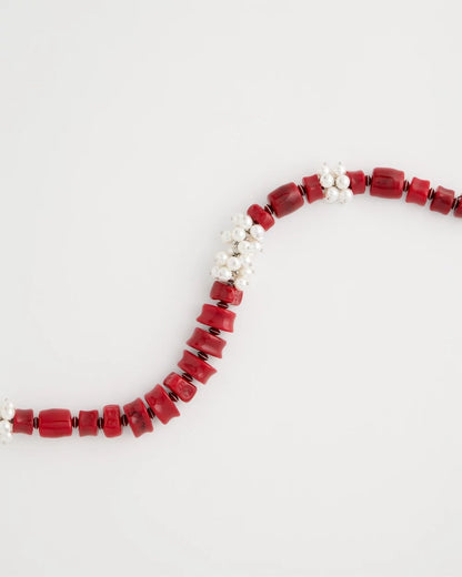 Chico's Red Resin Pearlescent Short Necklace Red