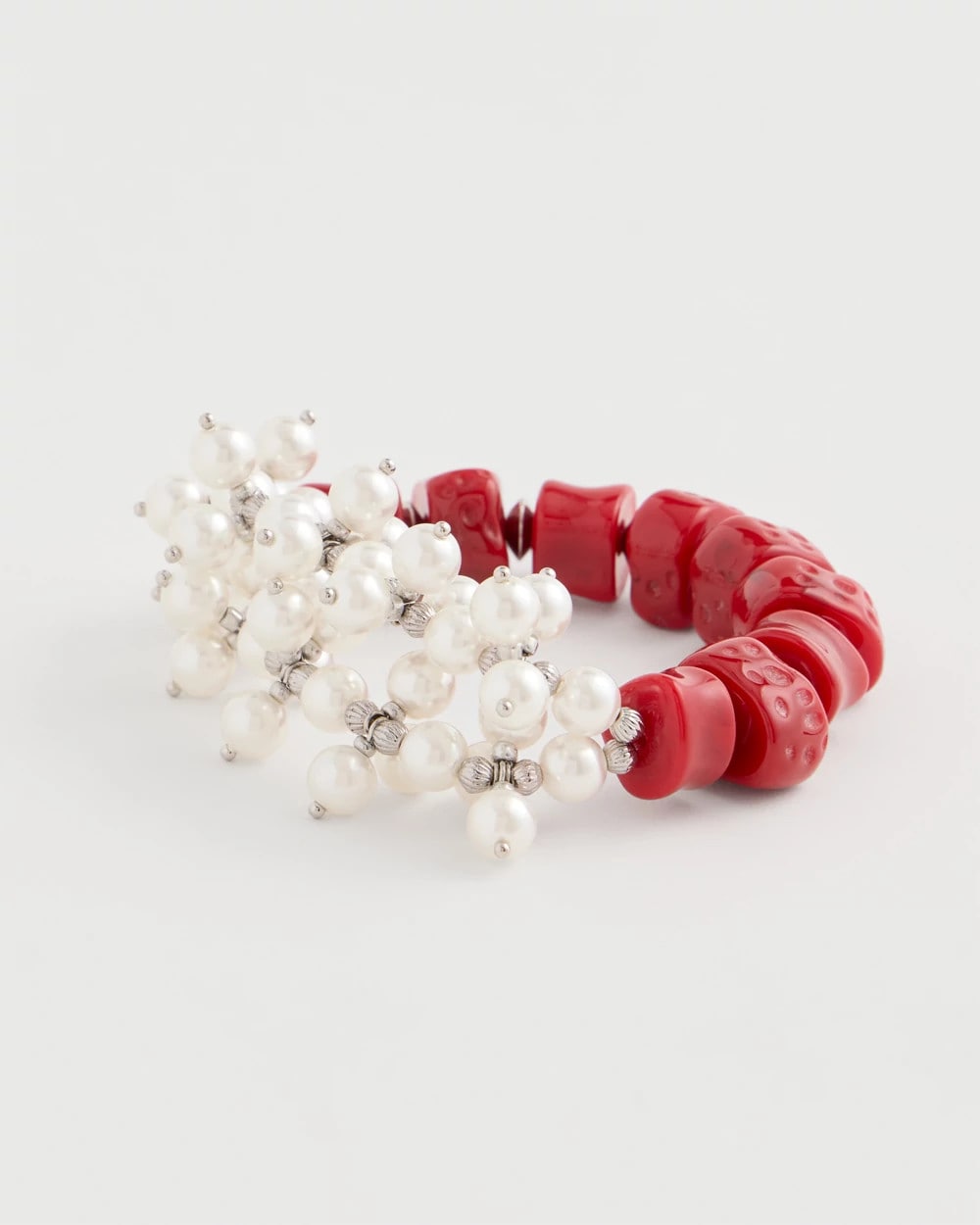Chico's Red Resin Pearlescent Stretch Bracelet Red