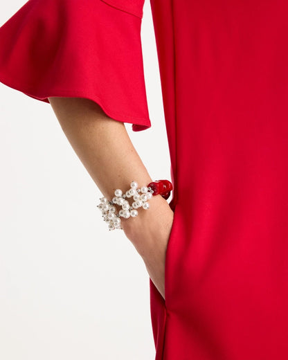 Chico's Red Resin Pearlescent Stretch Bracelet Red