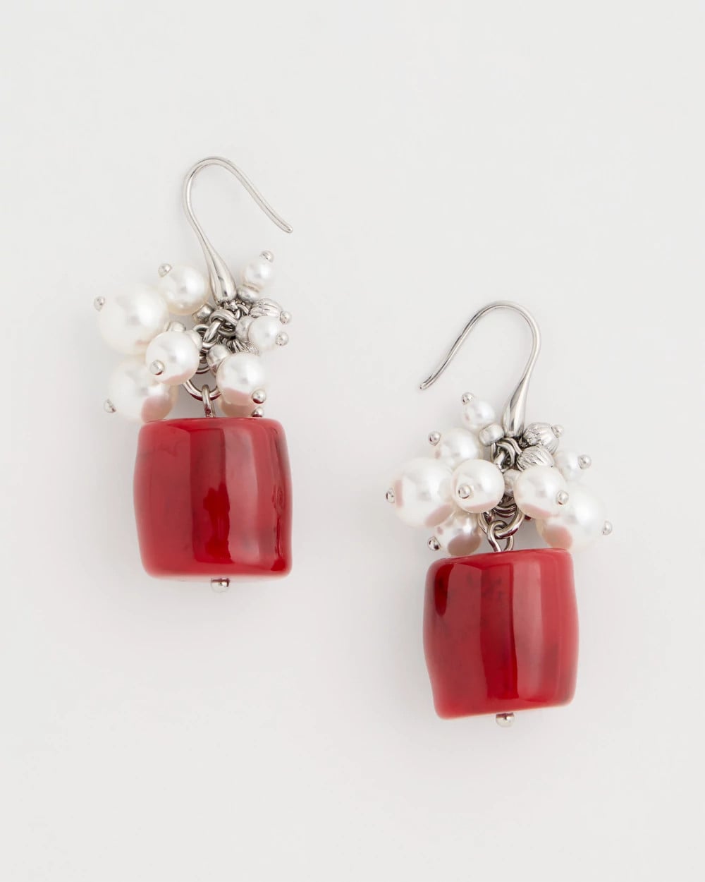 Chico's Red Resin Pearlescent Earrings Red