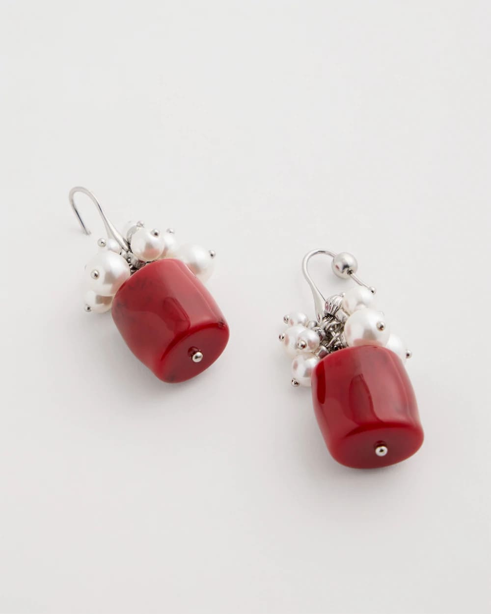 Chico's Red Resin Pearlescent Earrings Red