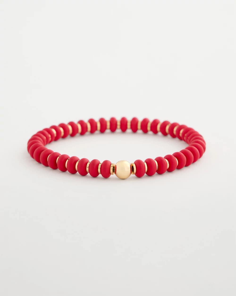 Chico's Red Beaded Stretch Bracelet Red