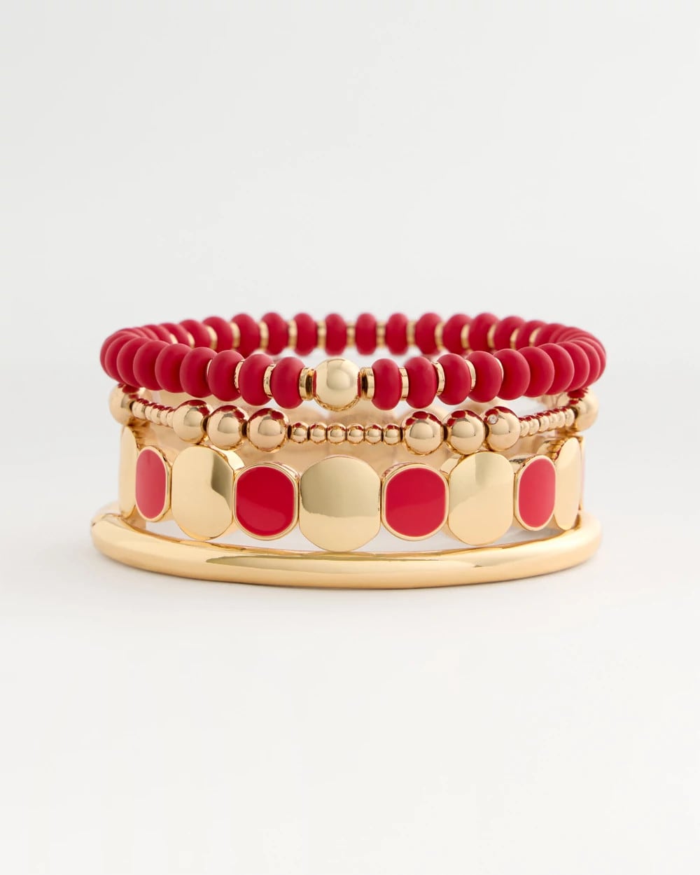 Chico's Red Beaded Stretch Bracelet Red