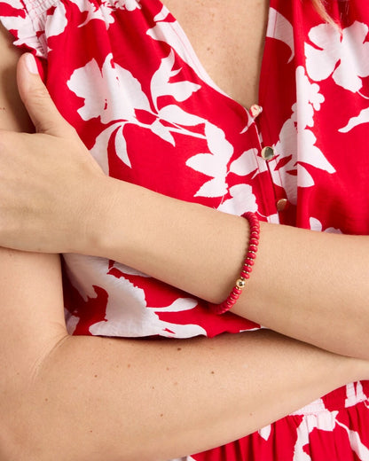 Chico's Red Beaded Stretch Bracelet Red