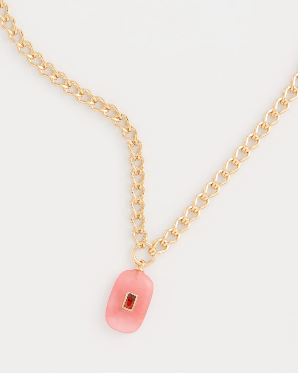 Chico's Coral Agate Short Pendant Necklace Coral