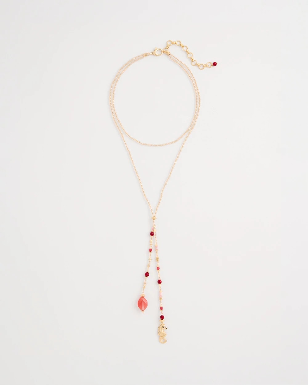 Chico's Coral Genuine Stone Y-Pendant Necklace Coral