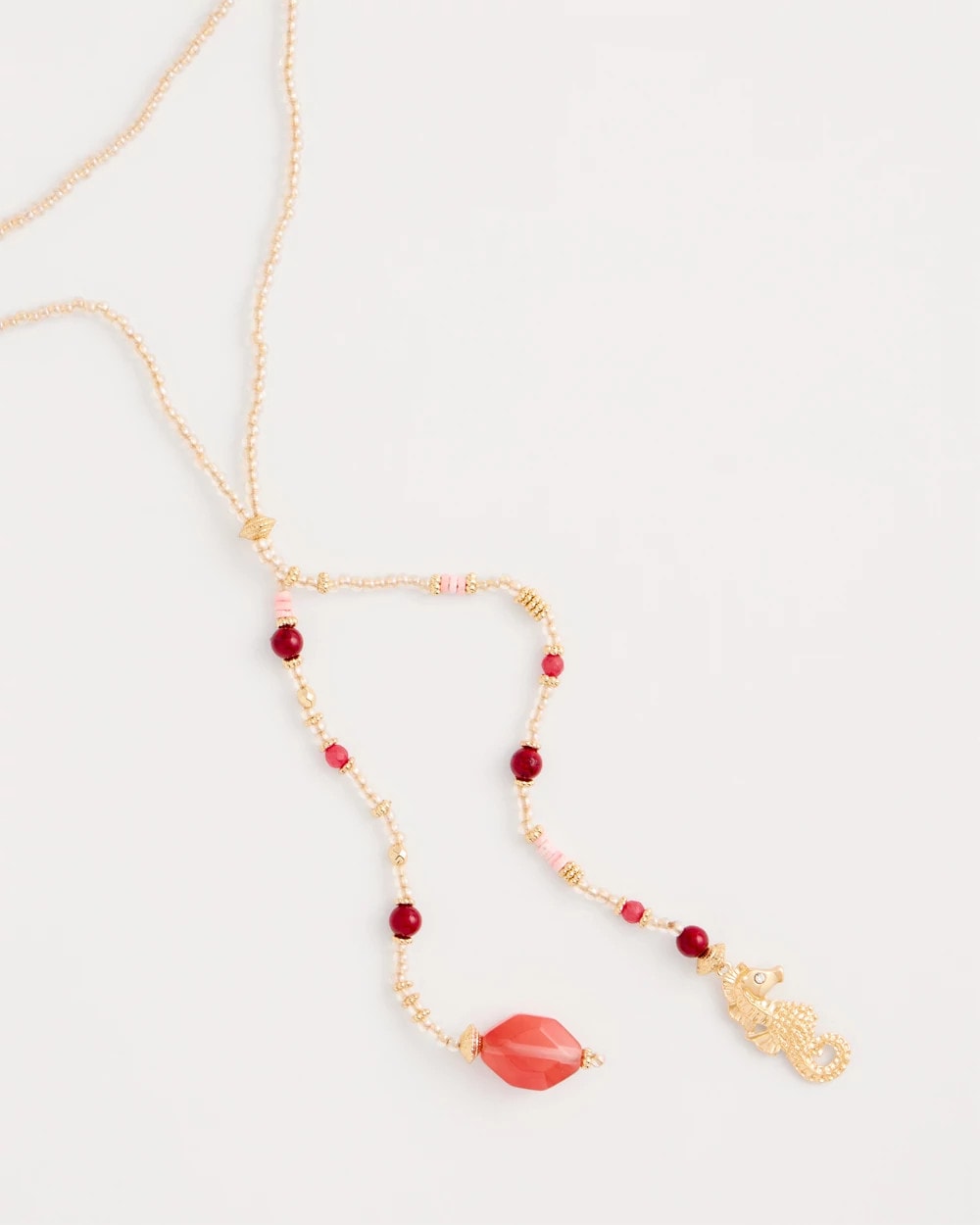 Chico's Coral Genuine Stone Y-Pendant Necklace Coral
