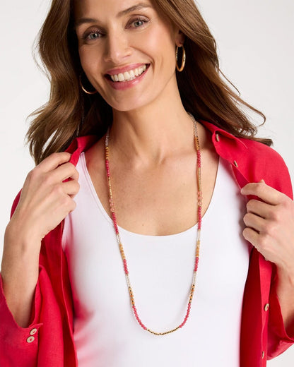 Chico's Coral Genuine Stone Long Necklace Coral