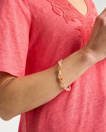 Chico's Aventurine Jade Stone Stretch Bracelet Coral