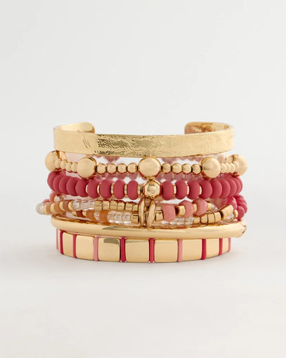 Chico's Coral Inspired Round Stretch Bracelet Coral