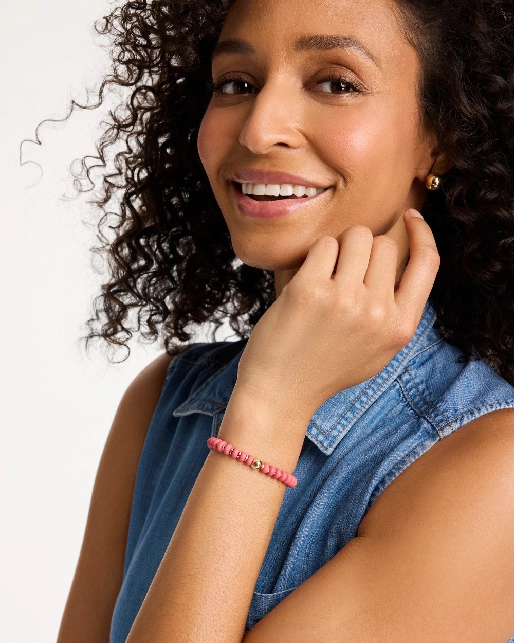 Chico's Coral Inspired Round Stretch Bracelet Coral