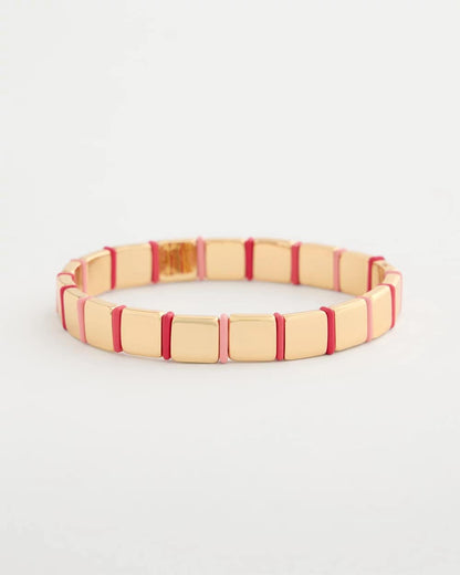 Chico's Glam Goldtone Slice Stretch Bracelet Coral
