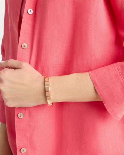 Chico's Glam Goldtone Slice Stretch Bracelet Coral