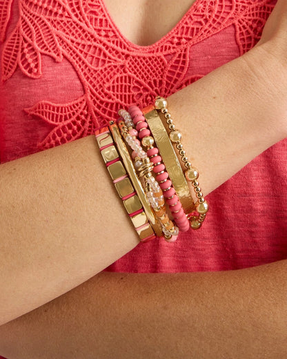 Chico's Glam Goldtone Slice Stretch Bracelet Coral