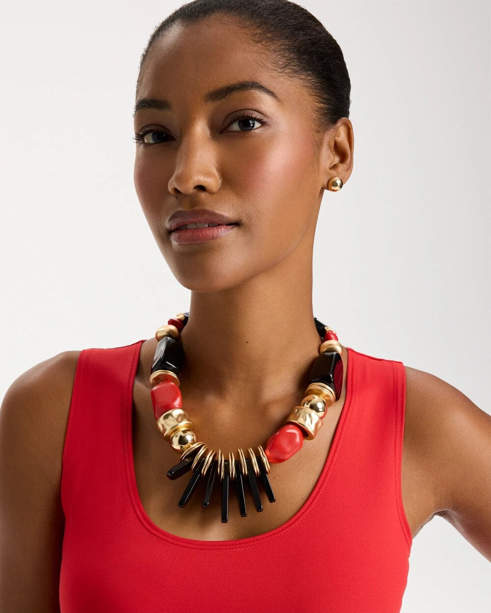 Chico's Chico's Originals Mixed-Media Bib Necklace Multi