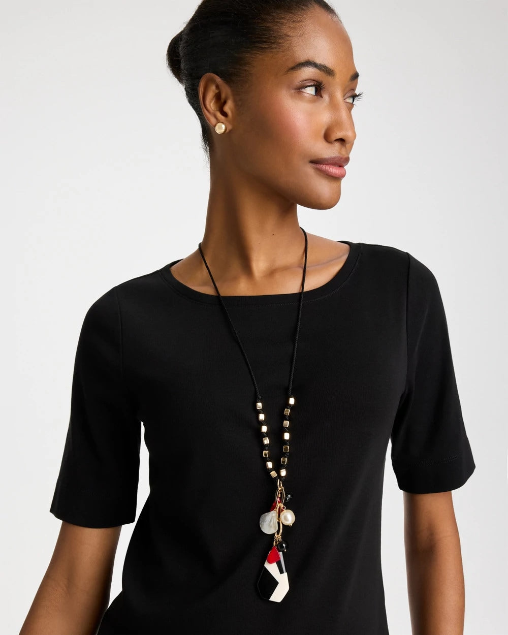 Chico's Corded Short Pendant Necklace Multi