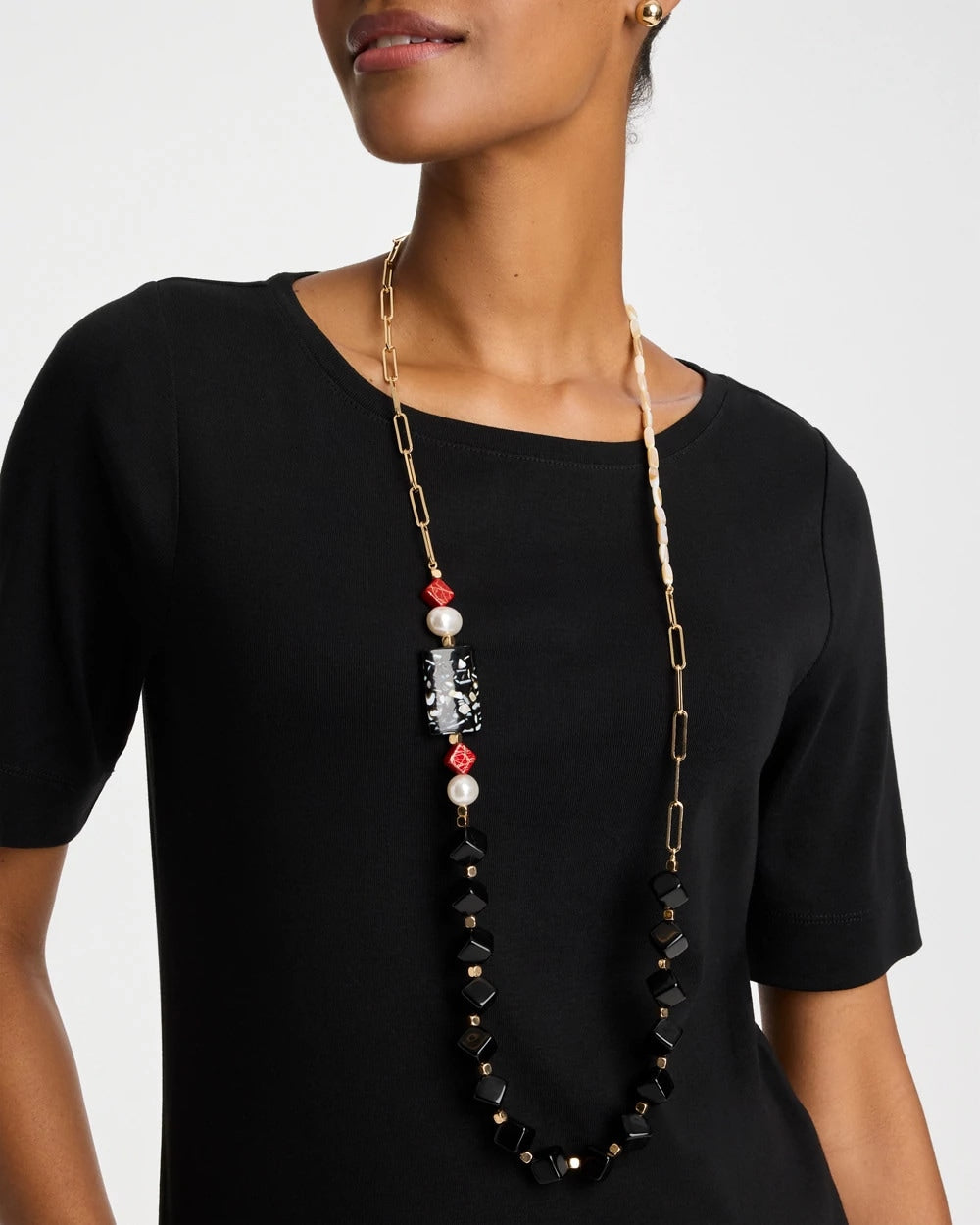 Chico's Asymmetrical Long Single-Strand Necklace Multi