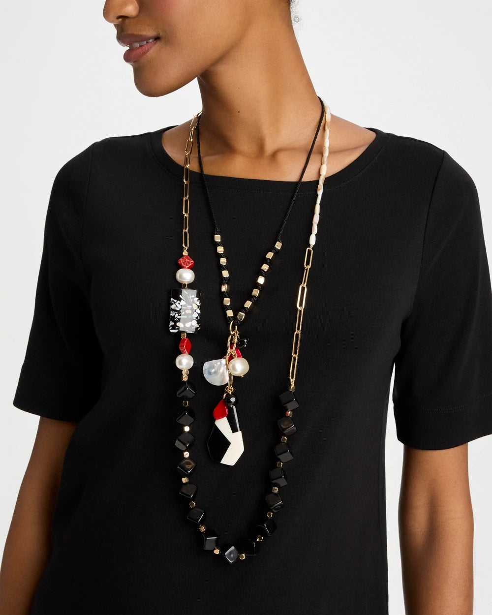 Chico's Asymmetrical Long Single-Strand Necklace Multi