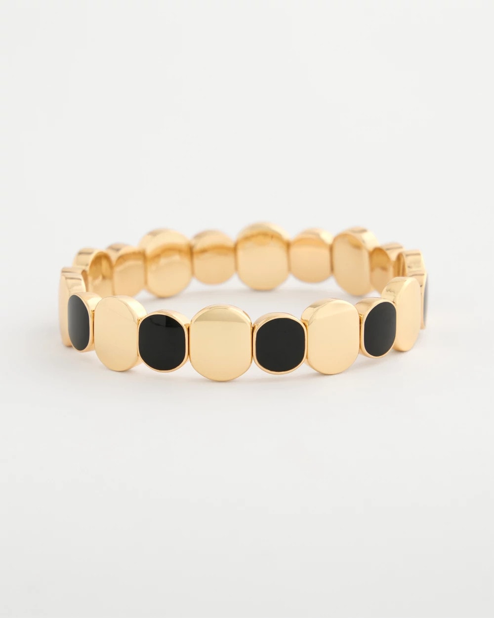 Chico's Black Goldtone Glam Stretch Bracelet Black