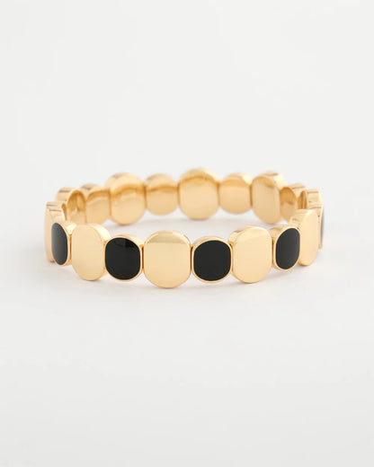 Chico's Black Goldtone Glam Stretch Bracelet Black