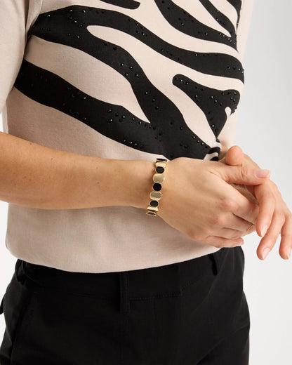 Chico's Black Goldtone Glam Stretch Bracelet Black