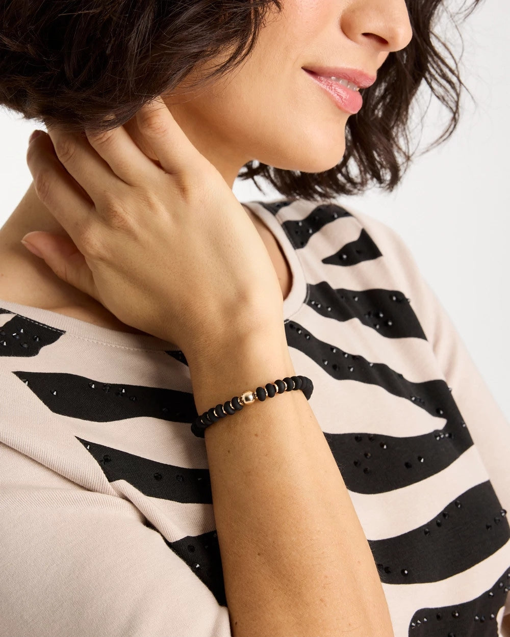 Chico's Black Round Stretch Bracelet Black