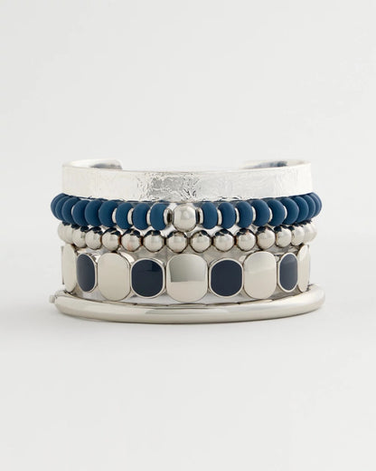 Chico's Navy Resin Glam Stretch Bracelet Navy