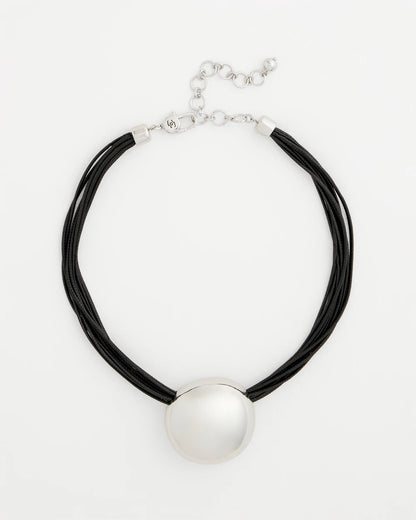 Chico's Silver Pendant Cord Necklace Silver