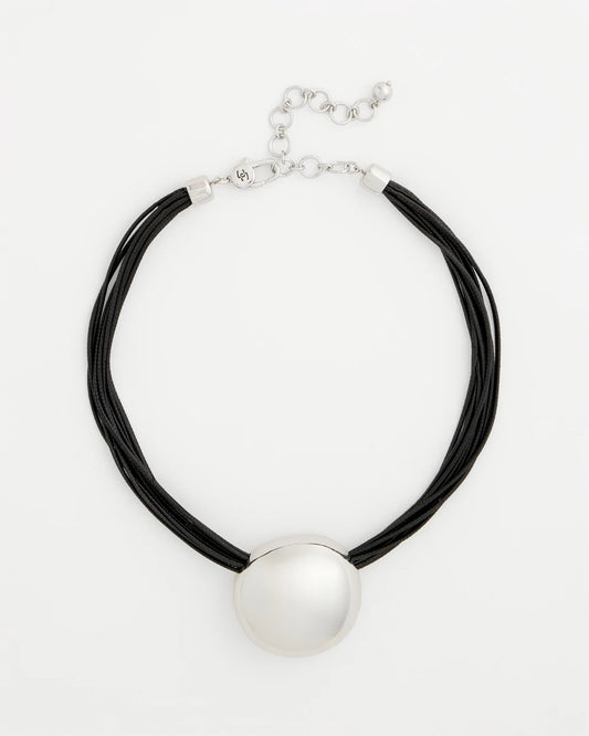 Chico's Silver Pendant Cord Necklace Silver